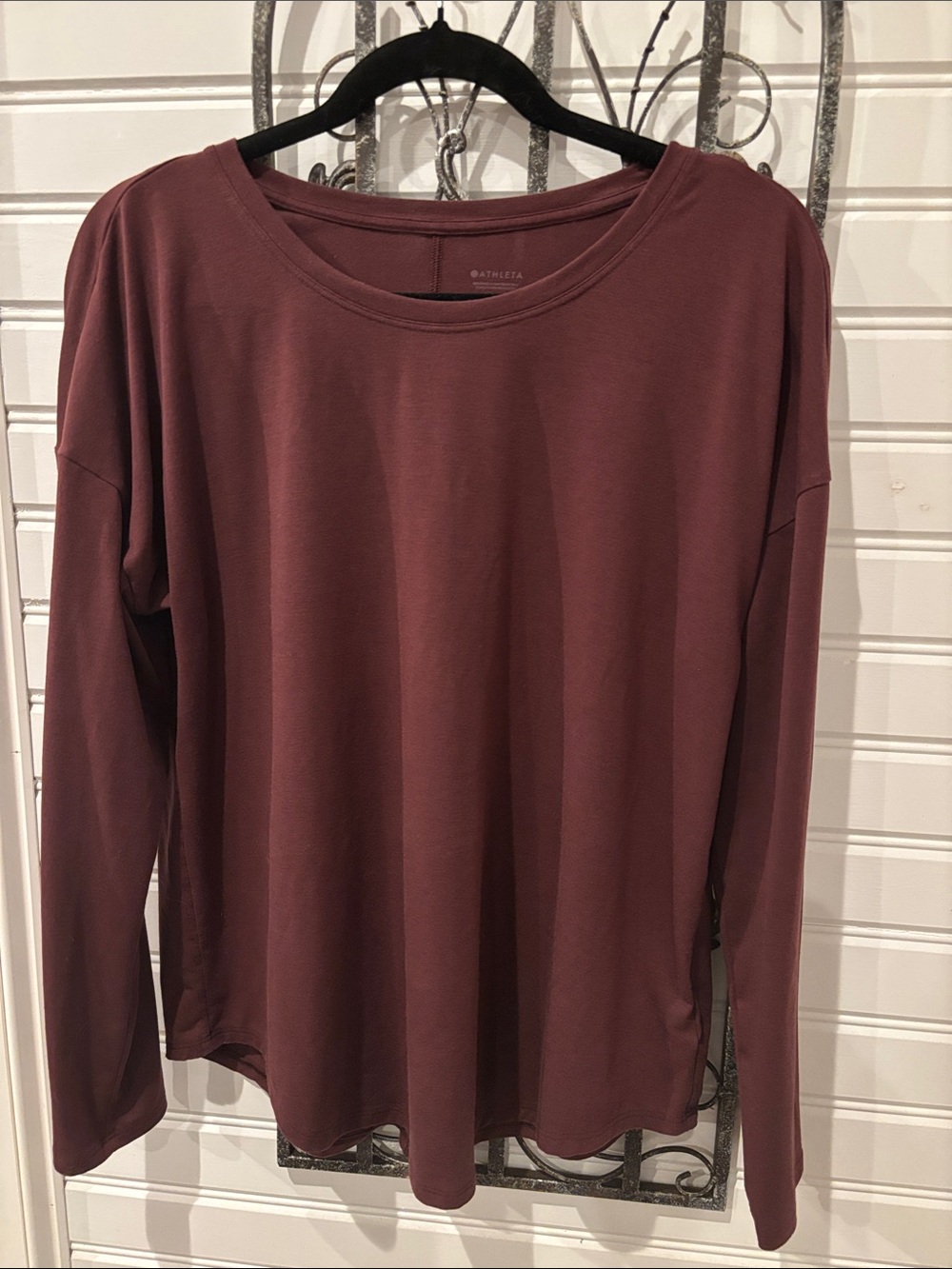 Athleta Move With Ease Long Sleeve Crew Top - Merlot
